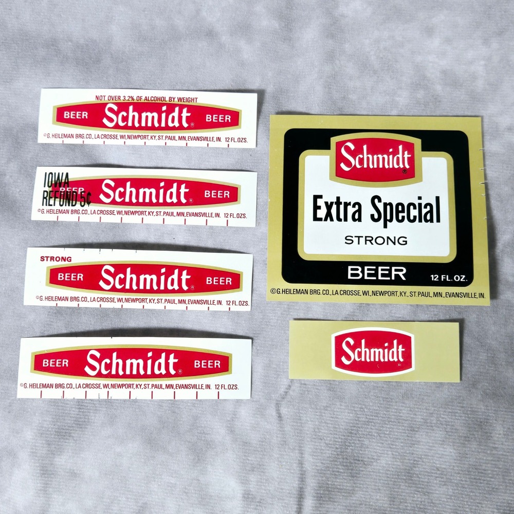 Schmidt Beer Labels G Heileman Brewing Co Lot of 6